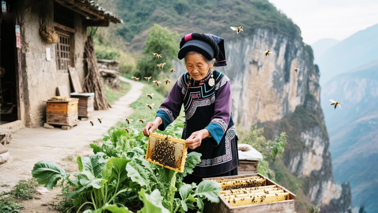 探访深山里的独居人家，百年土墙房住着90岁奶奶，种菜养蜂自由自在【乡村阿泰】#4K视频