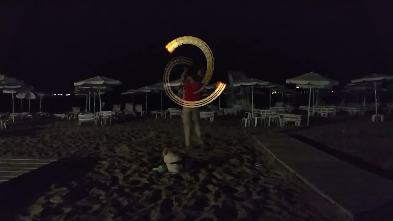 Minha Galera LED Poi freeflow in Приморско Learning and exploring at the beach with my dog