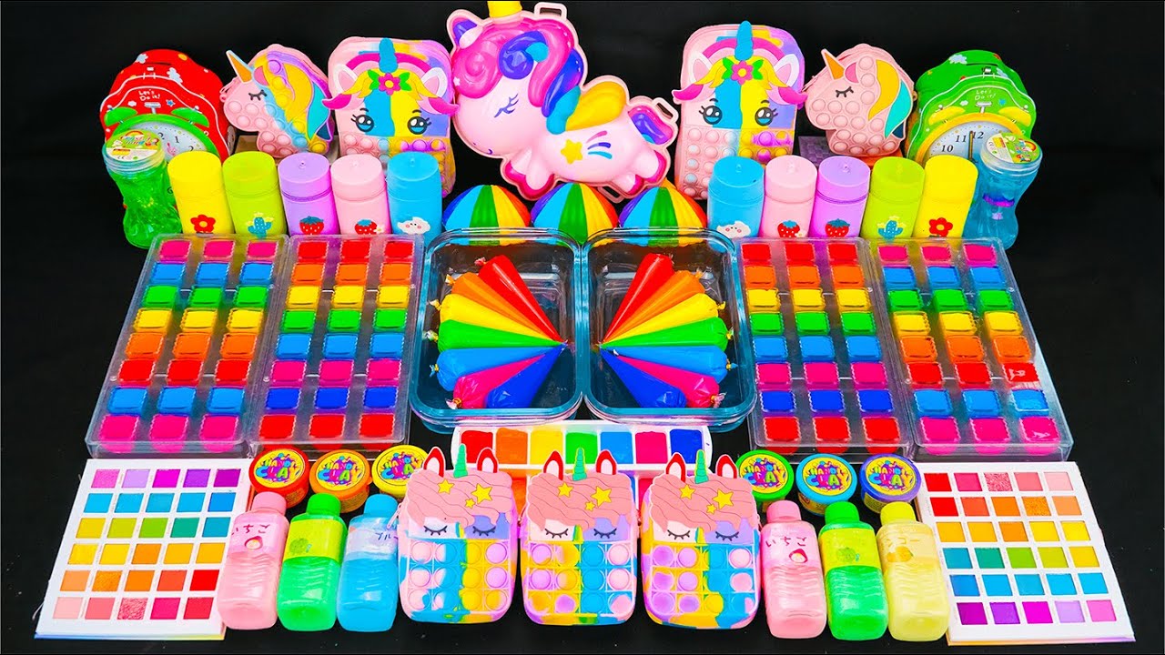COLORFUL UNICORN SLIME 🌈 126 Minutes Satisfying Slime Mixing with Glossy Glitters & Piping Bags