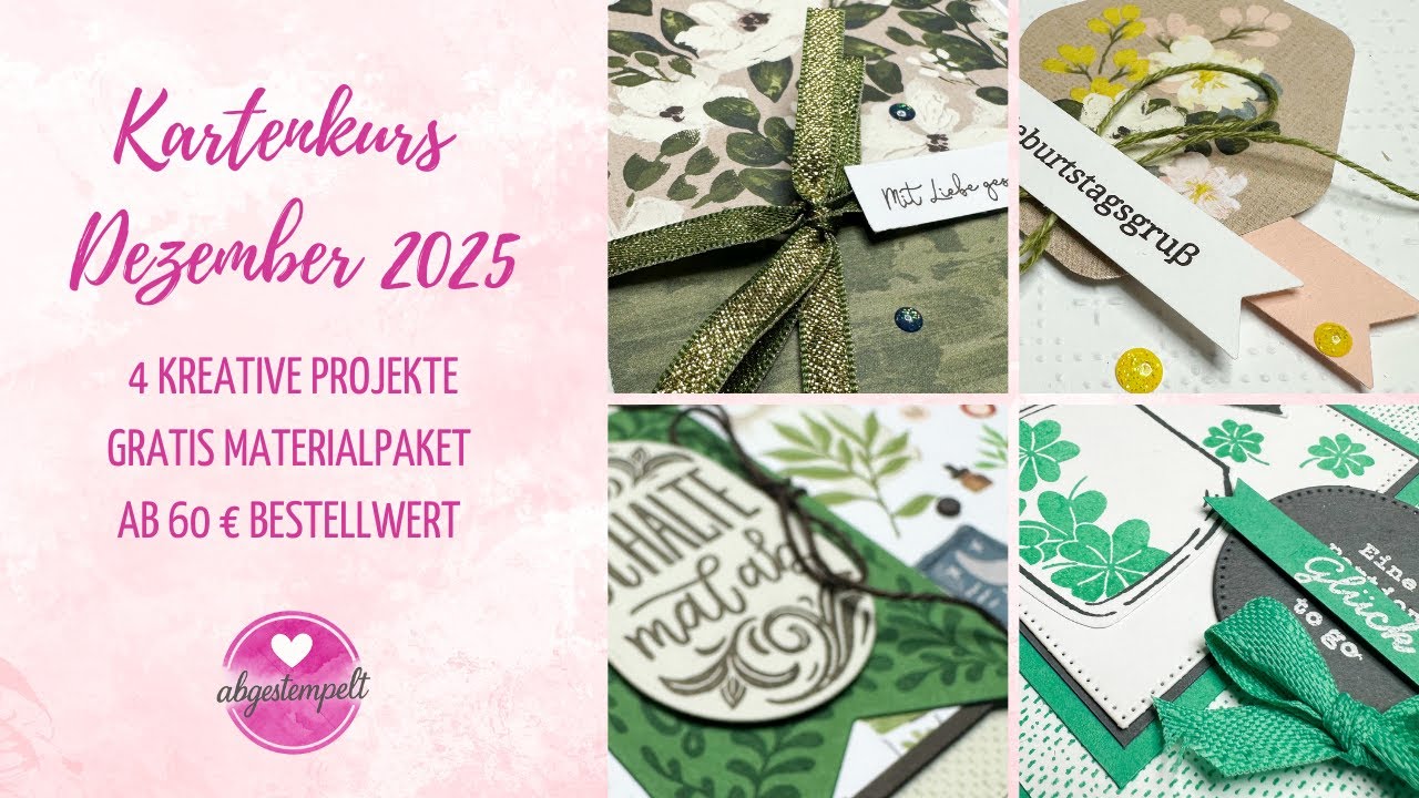 Dezember 2025 Kartenkurs Stampin Up | 4 Karten basteln mit Video & Bestellspecial