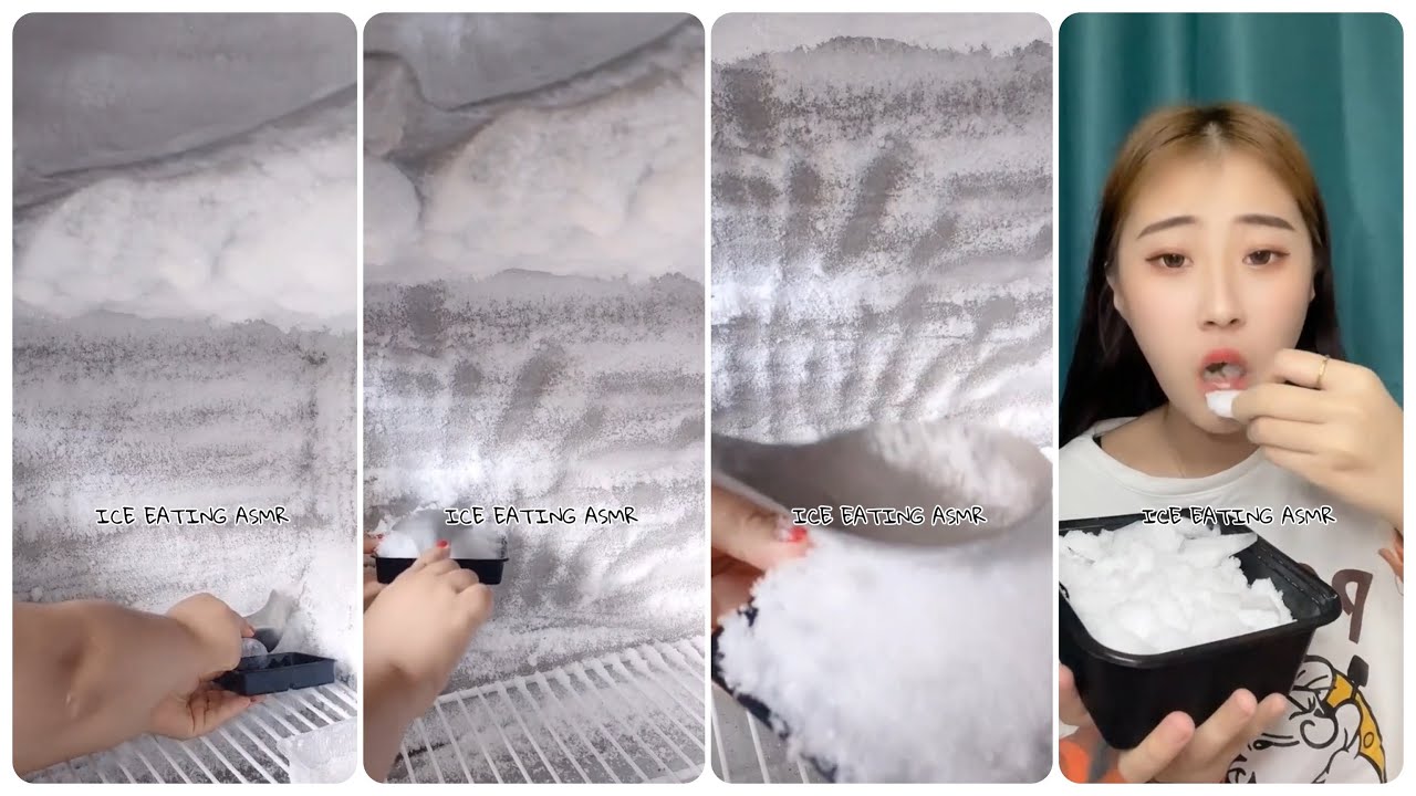 [ASMR] ICE SCRAPING & FREEZER FROST EATING & DELICIOUS 😋🤍