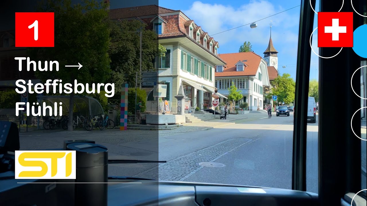 [4K] 🇨🇭 Cab Ride: STI THUN BUS | 1: Thun → Steffisburg Flühli | Mercedes-Benz Citaro C2 G