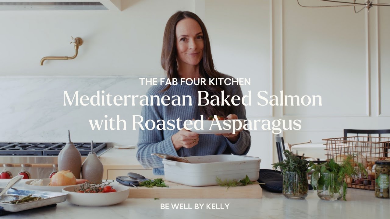 Mediterranean-Style Baked Salmon with Roasted Asparagus | The Fab Four Kitchen with Kelly LeVeque
