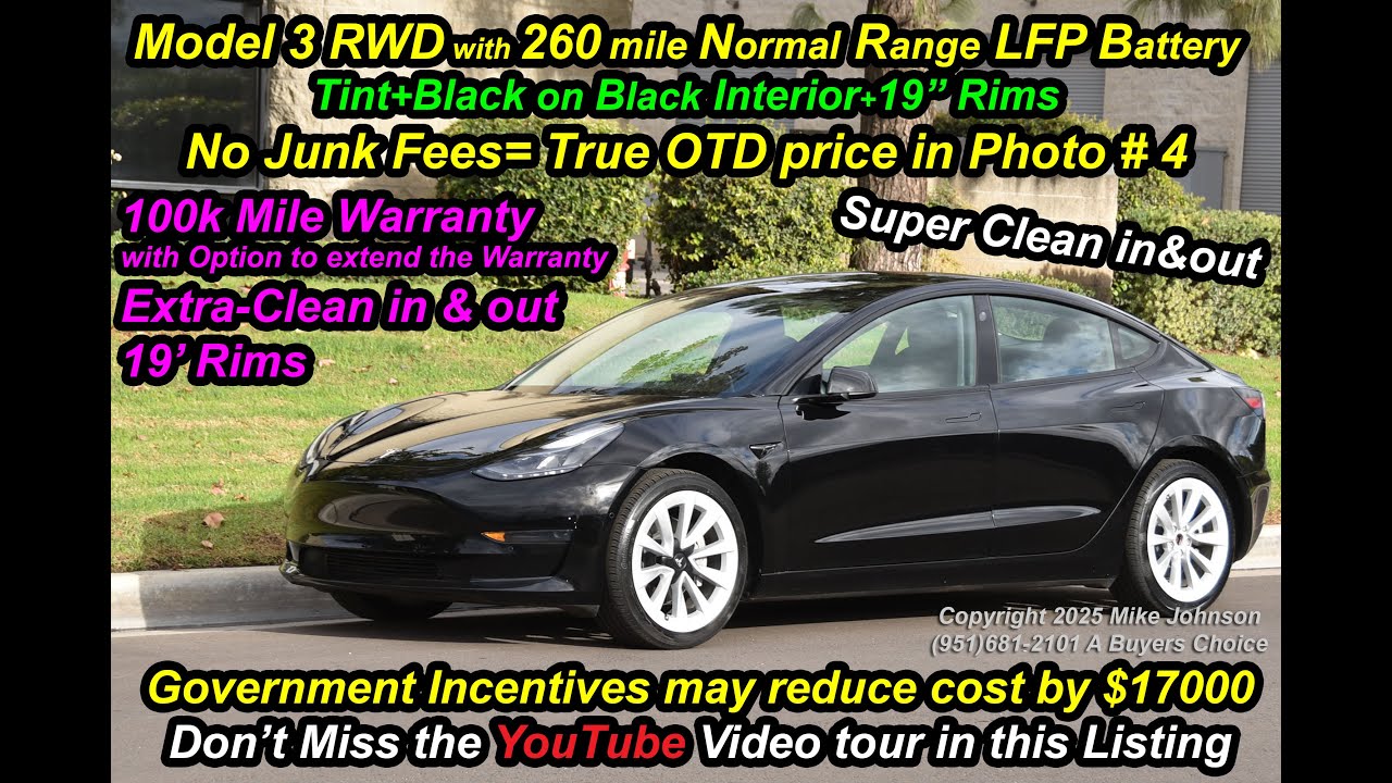 Продаётся Tesla Model 3 2021 года с аккумулятором LFP с полным автопилотом и запасом хода 260 мил...