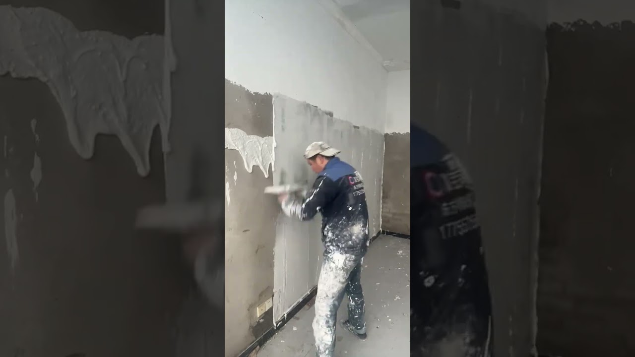 House interior wall plaster painting process