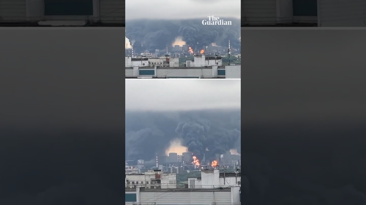 Russian oil refinery on fire after Ukrainian drone attack in Moscow