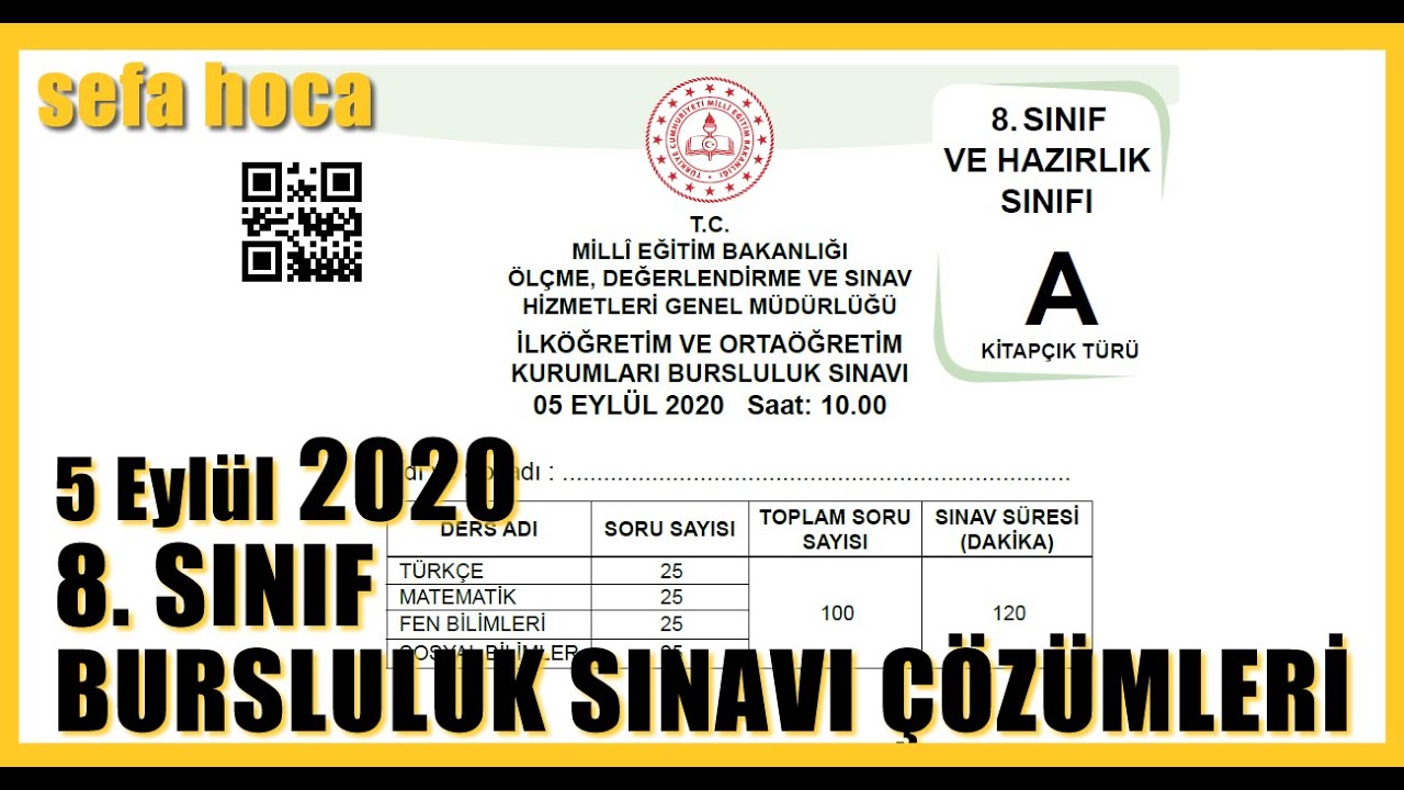 2020 8. SINIF ve HAZIRLIK BURSLULUK SINAVI ÇÖZÜMLERİ