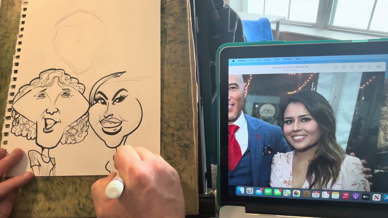 Drawing three silly Caricatures 