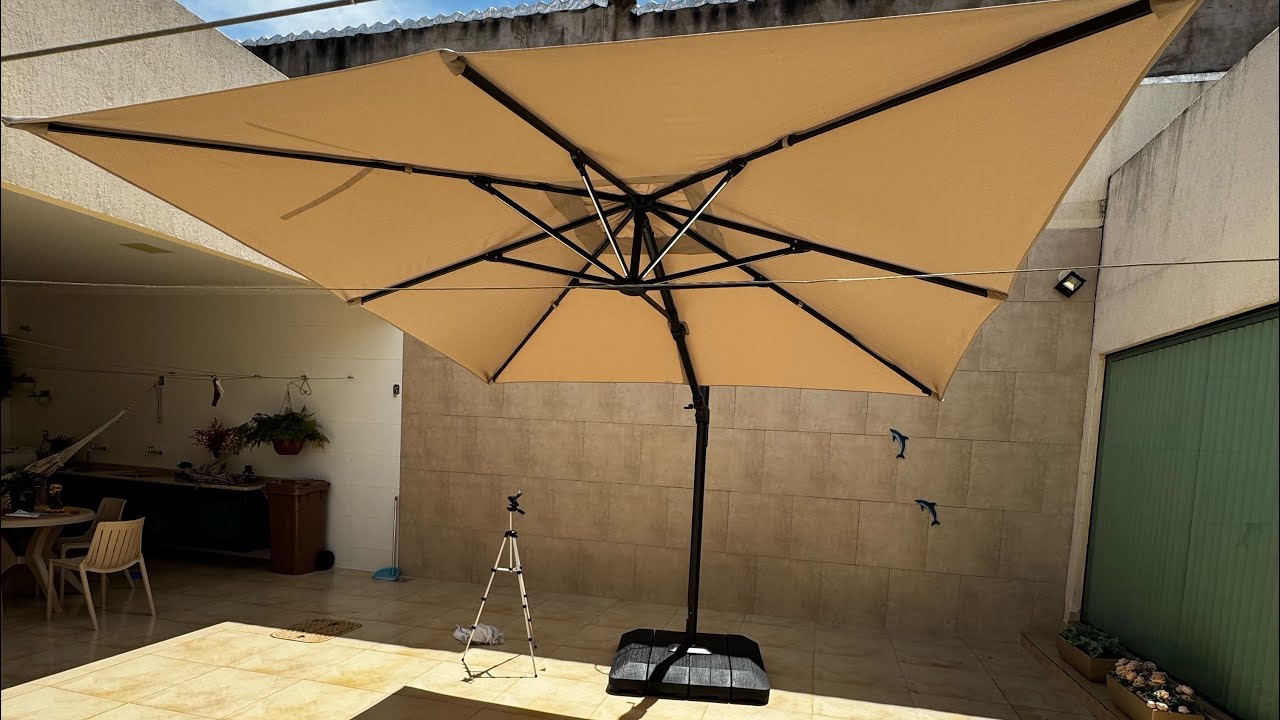 Ombrelone Lateral 2,58x2,88x2,88m Articulável em Alumínio Sonora II LED Naterial Leroy Merlin