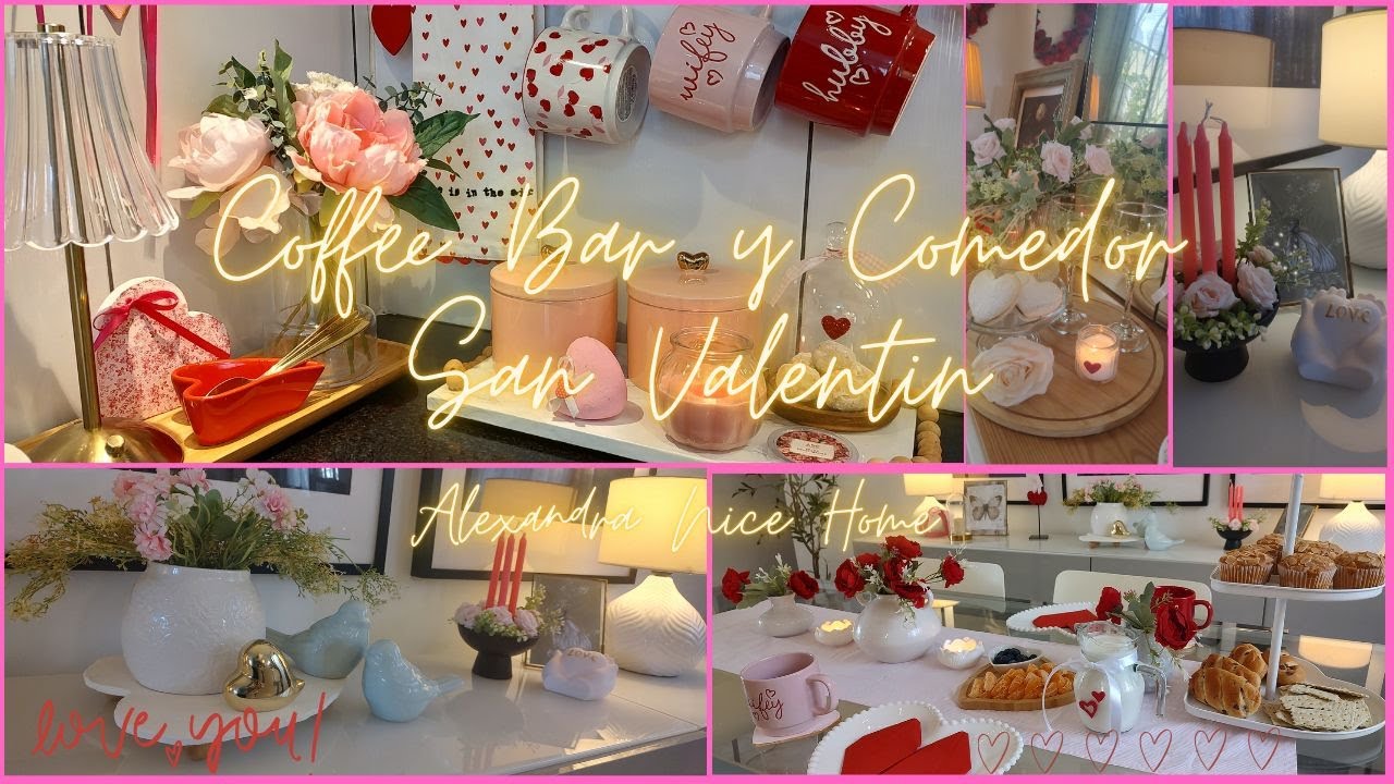 Decoración San Valentin Coffee Bar y Comedor / Estación de Café y Comedor / Desayuno Cena Ideas