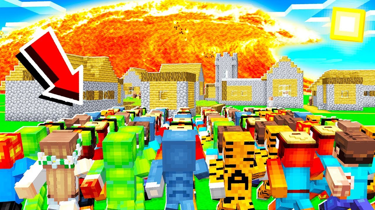 100 PLAYERS PROTECT THE VILLAGE FROM LAVA TSUNAMI!