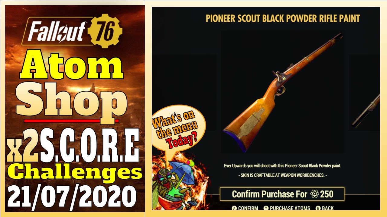 Fallout 76 Atomic Shop Offers | Pioneer Scouts Black Powder Rifle Paint & DOUBLE SCORE EVENT!