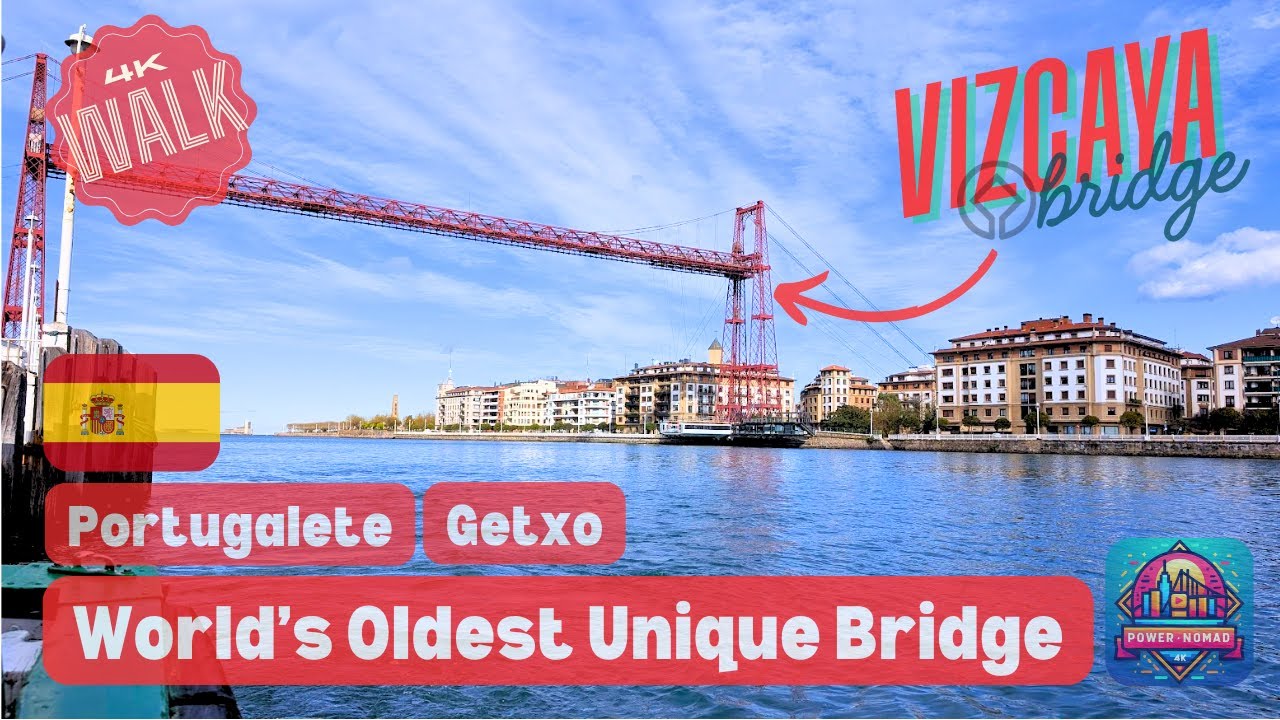 🌊 BILBAO'S VIZCAYA BRIDGE 🌉 Gondola Ferry Crossing to Getxo Beach | November 2025 | 4K