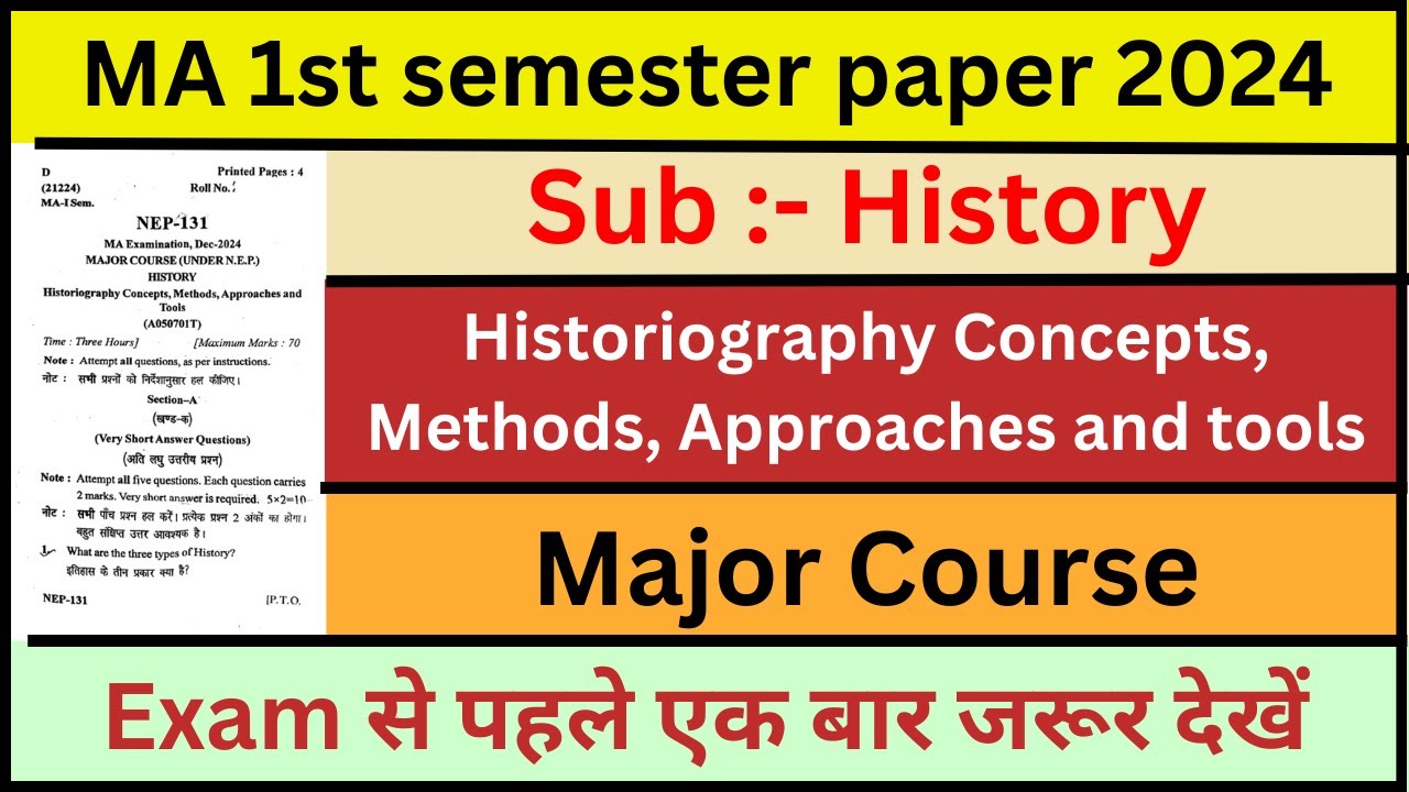 MA History 1st semester question paper 2024 | ma 1st semester history question paper ccsu
