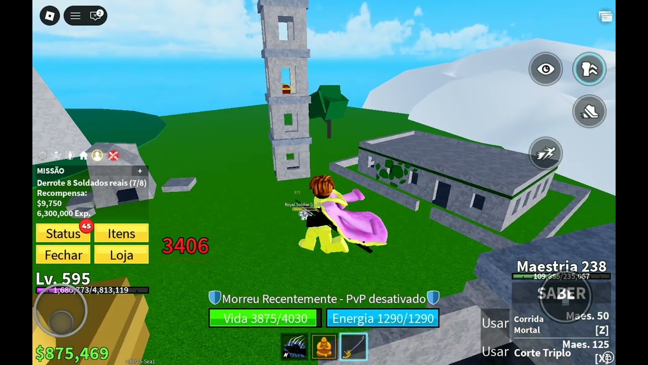 Enfrentando o o. Penúltimo boss do Sia. Um. No bloxfruit