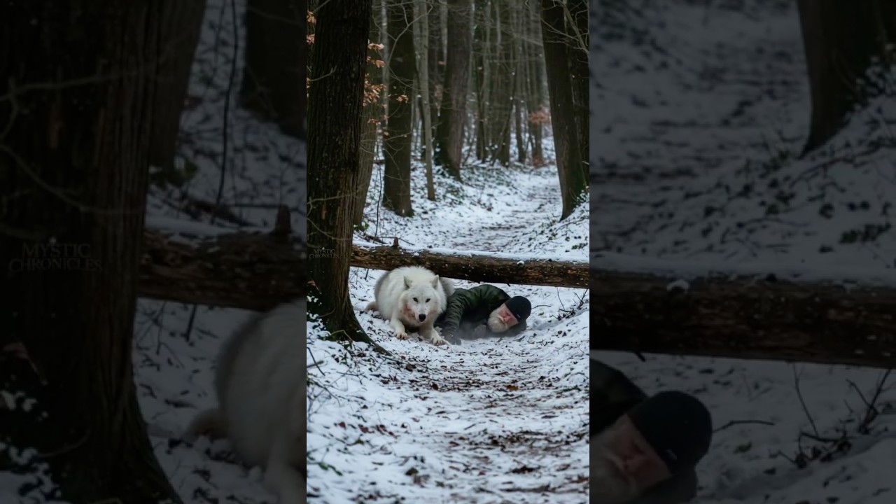 An Old Man Saves a Trapped Snow White Wolf Just In Time #animals #rescue #humanity