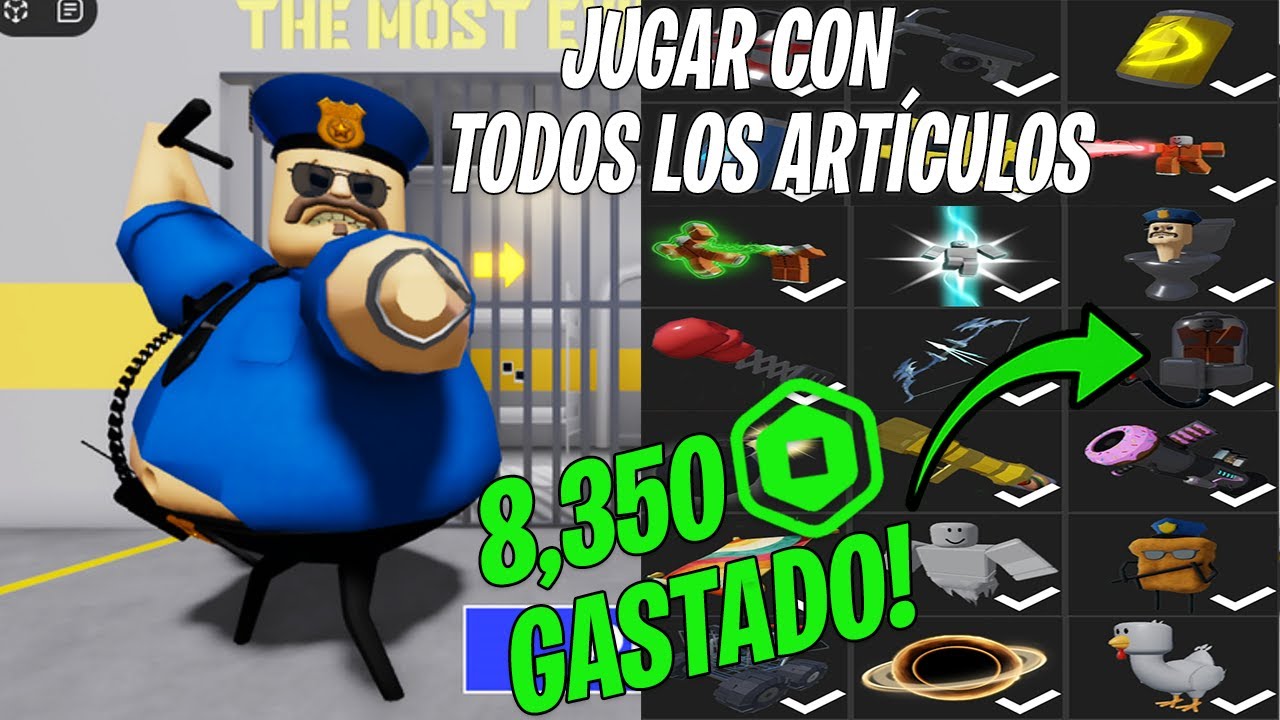 Jugando con todos los ARTÍCULOS - ¡LA PRISIÓN DE BARRY! MODO DIFÍCIL Roblox Nueva Actualización