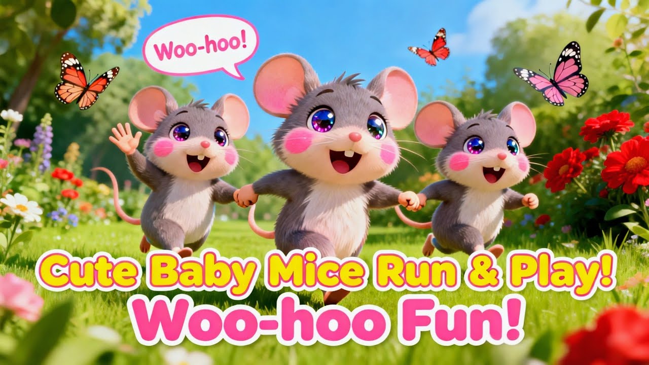 Three Little Baby Mice: Cute Nursery Rhyme for Kids with Fun Run & Play Adventures!
