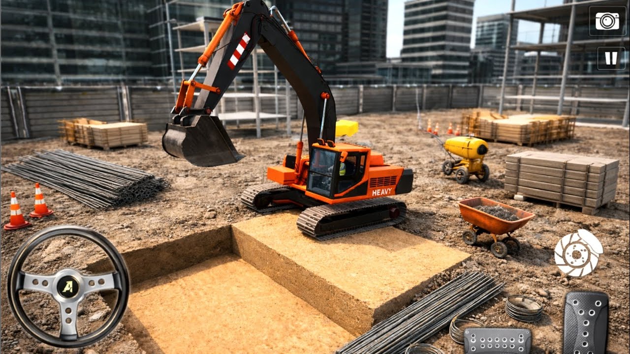 City off Road Construction Simulator 3d android Games Rocks Mud Loding JCB Excavator machine work