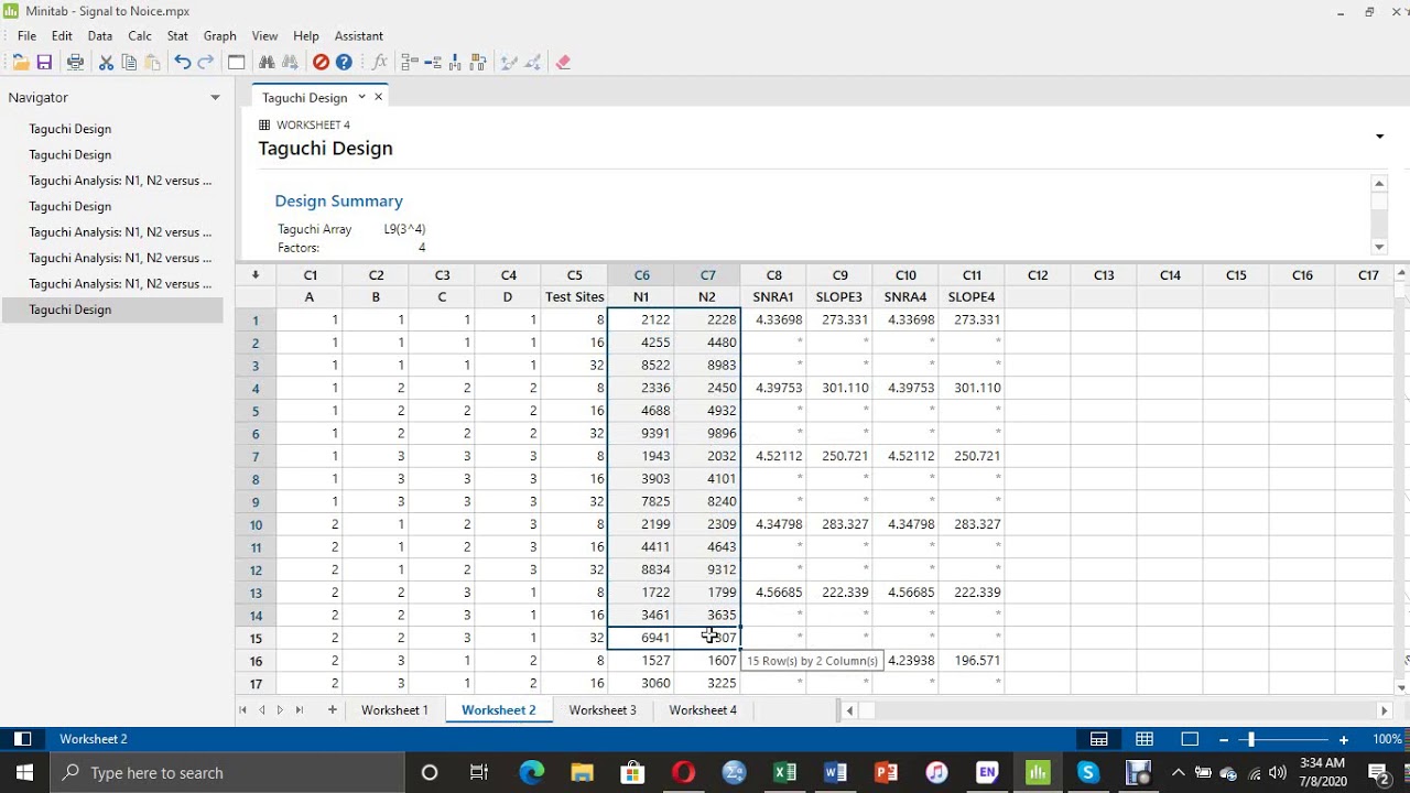 Taguchi Dynamic System with Input Signal and Noise Factors analysis with minitab 19