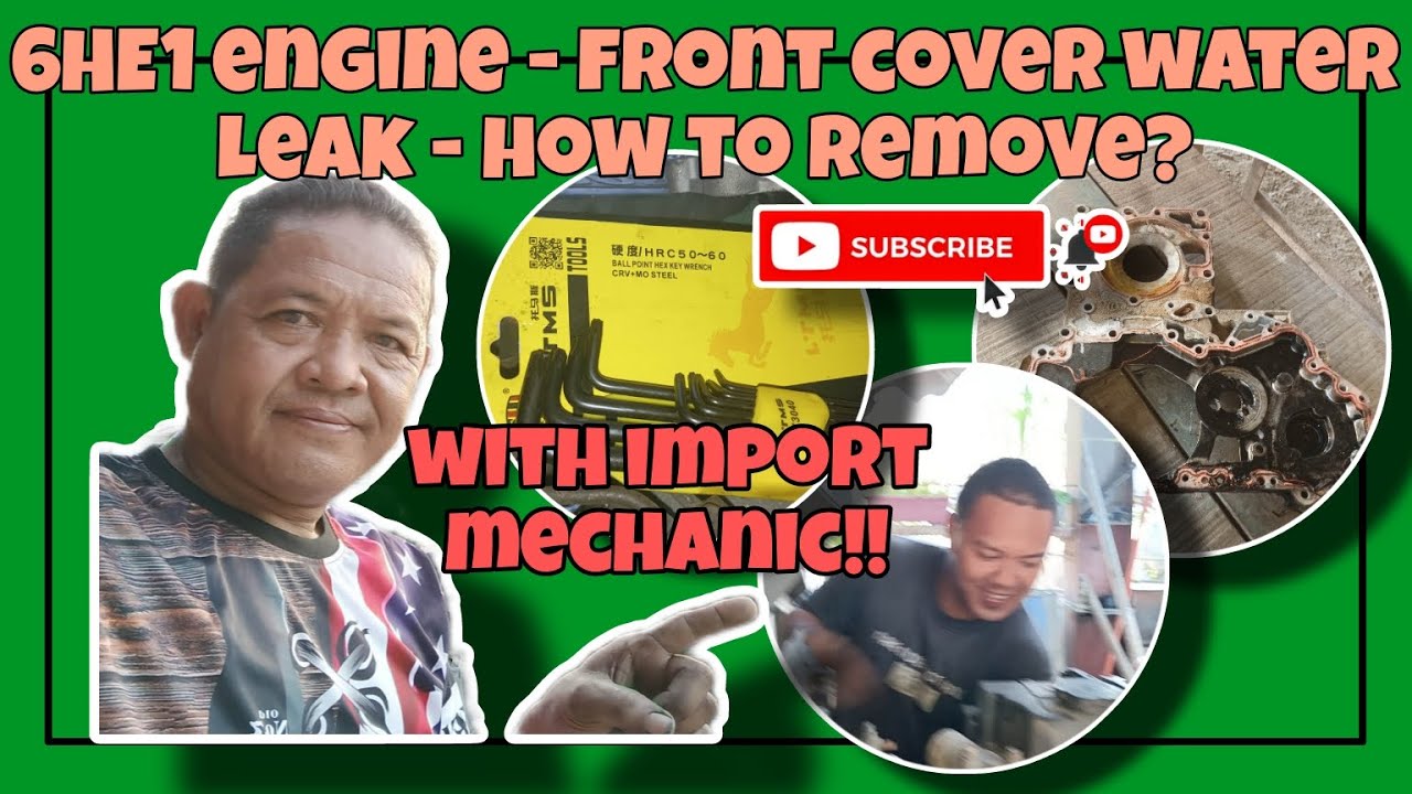 6HE1 engine -  how to remove front cover and idler gear using special tools