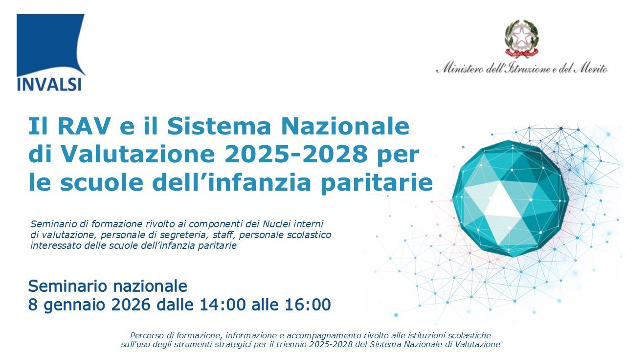 Il RAV e il SNV 2025-2028 per le scuole dell’infanzia paritarie, 08/01/2026, 14:00-16:00