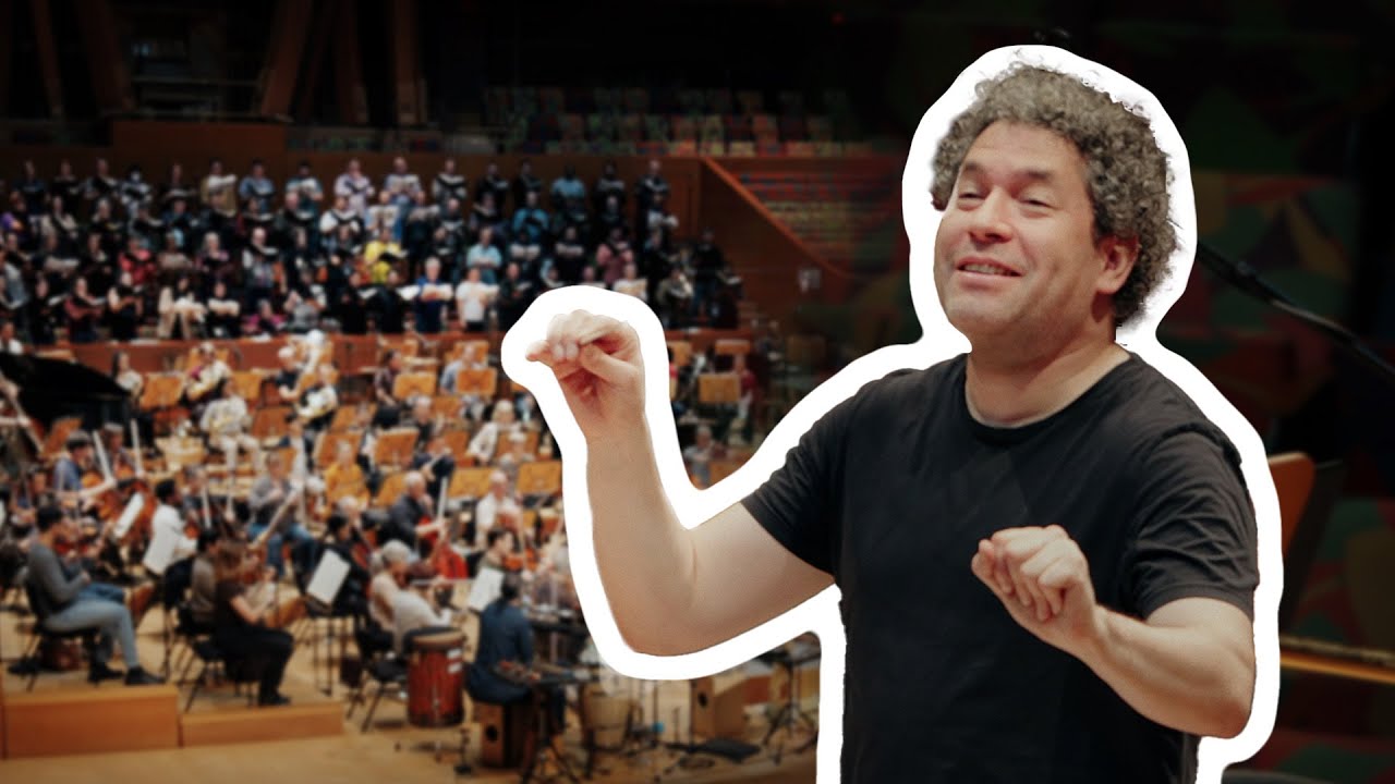 Gustavo Dudamel and the LA Phil rehearse “Yanga” with composer Gabriela Ortiz