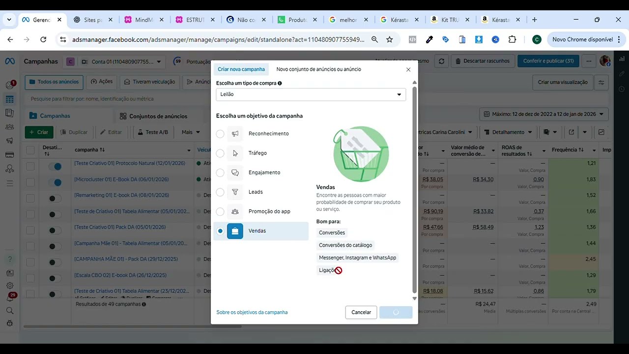 Mini Curso GRATUITO - Aula 02: Como criar Campanha de Teste de Criativos na Meta Ads em 2026