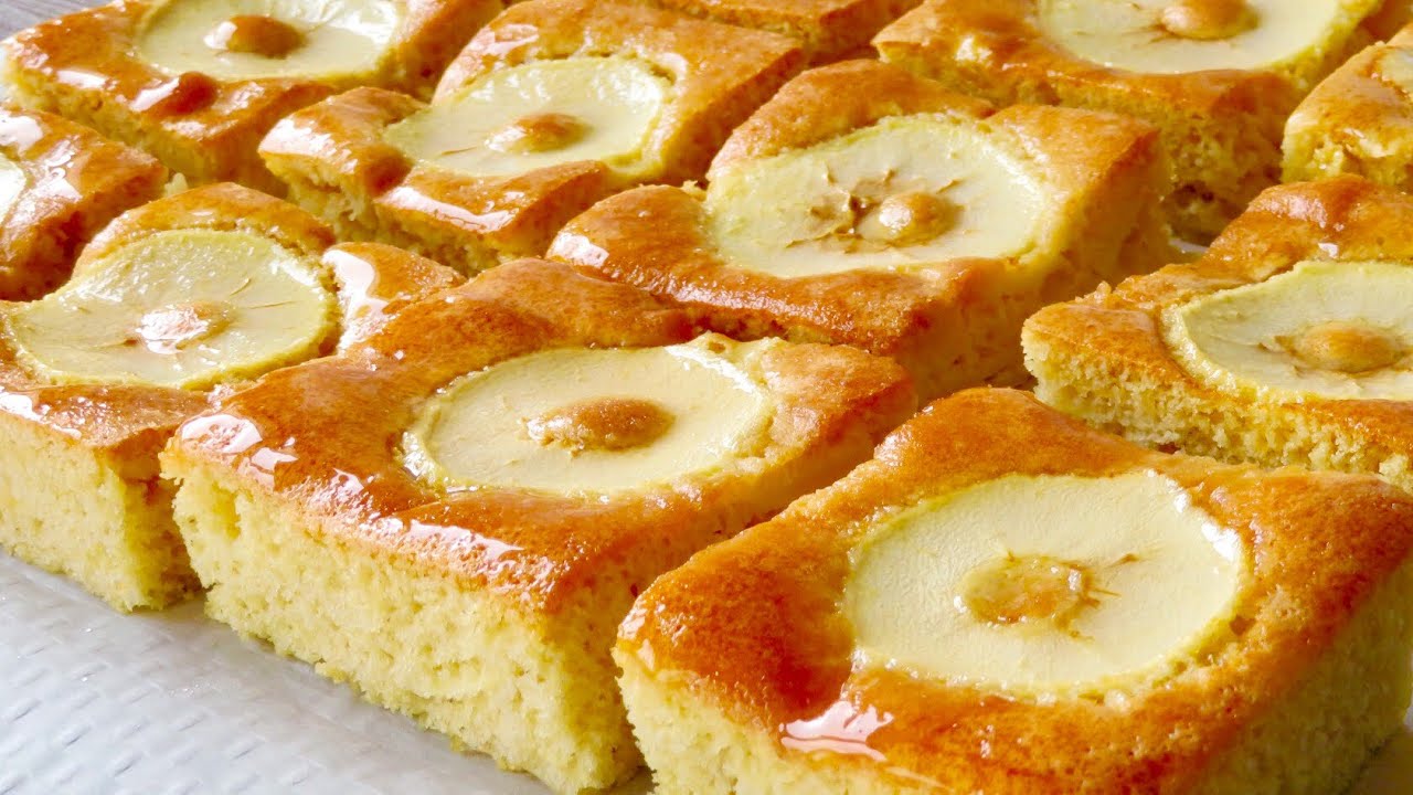Bizcocho de manzana paso a paso. SIN aceite ni mantequilla