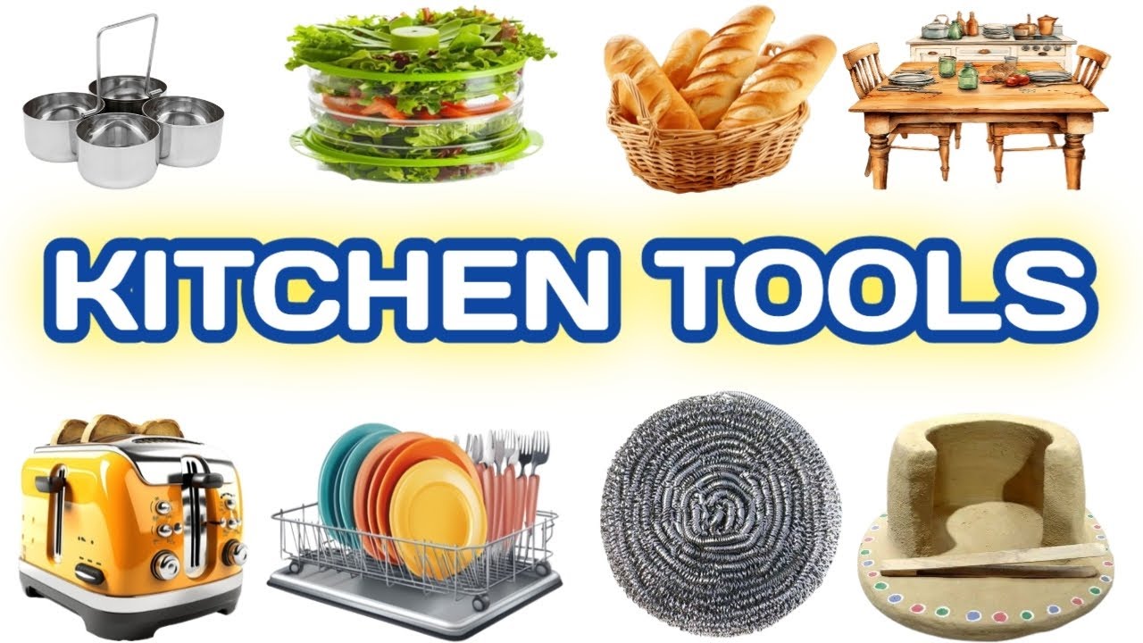 Kitchen tools name in english and hindi।।बर्तनों के नाम इंग्लिश और हिंदी।। kitchen utensils name।।
