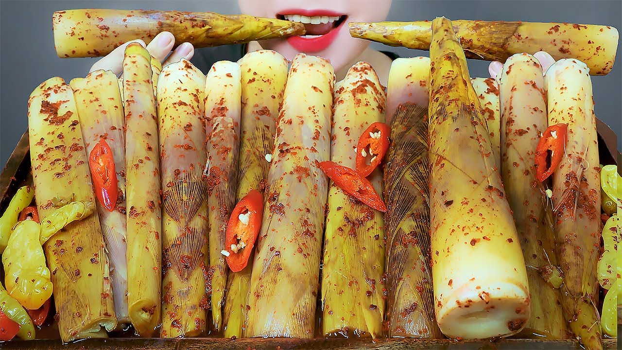 ASMR SPICY PICKLE BAMBOO , EATING SOUNDS | LINH-ASMR