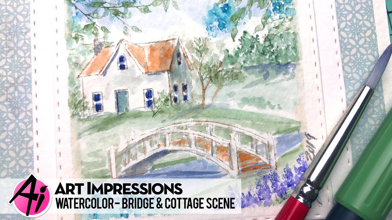 Ai Watercolor - Bridge & Cottage Scene