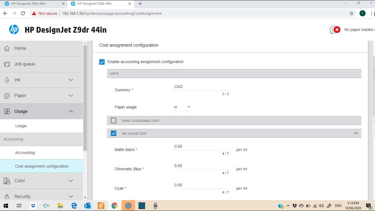 Overview on Accounting option in hp designjet Z9