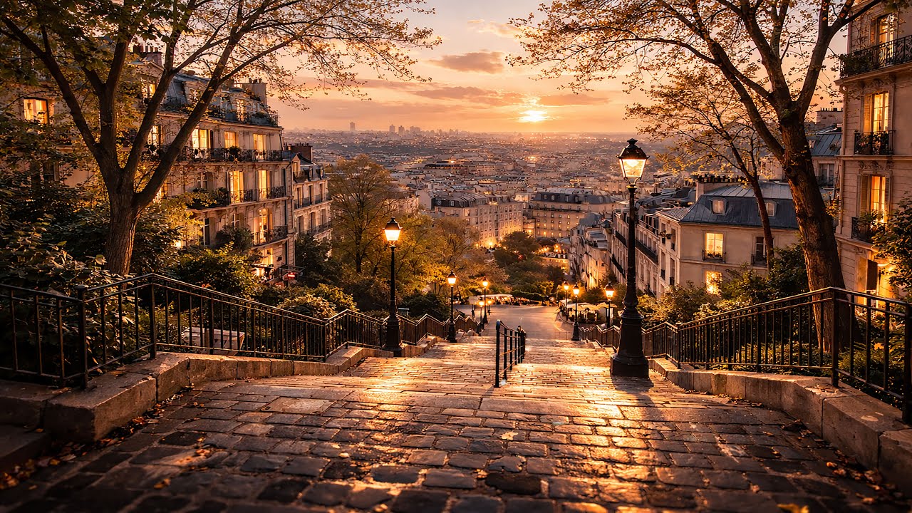 Jazz in Paris ☀️ Golden Hour Montmartre Evening Ambience | Jazz Music for Focus, Study, Work & Relax