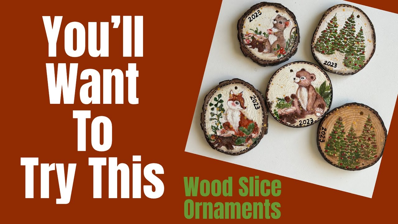 WOOD SLICE ORNAMENTS #decoupage  #diyornaments #woodland