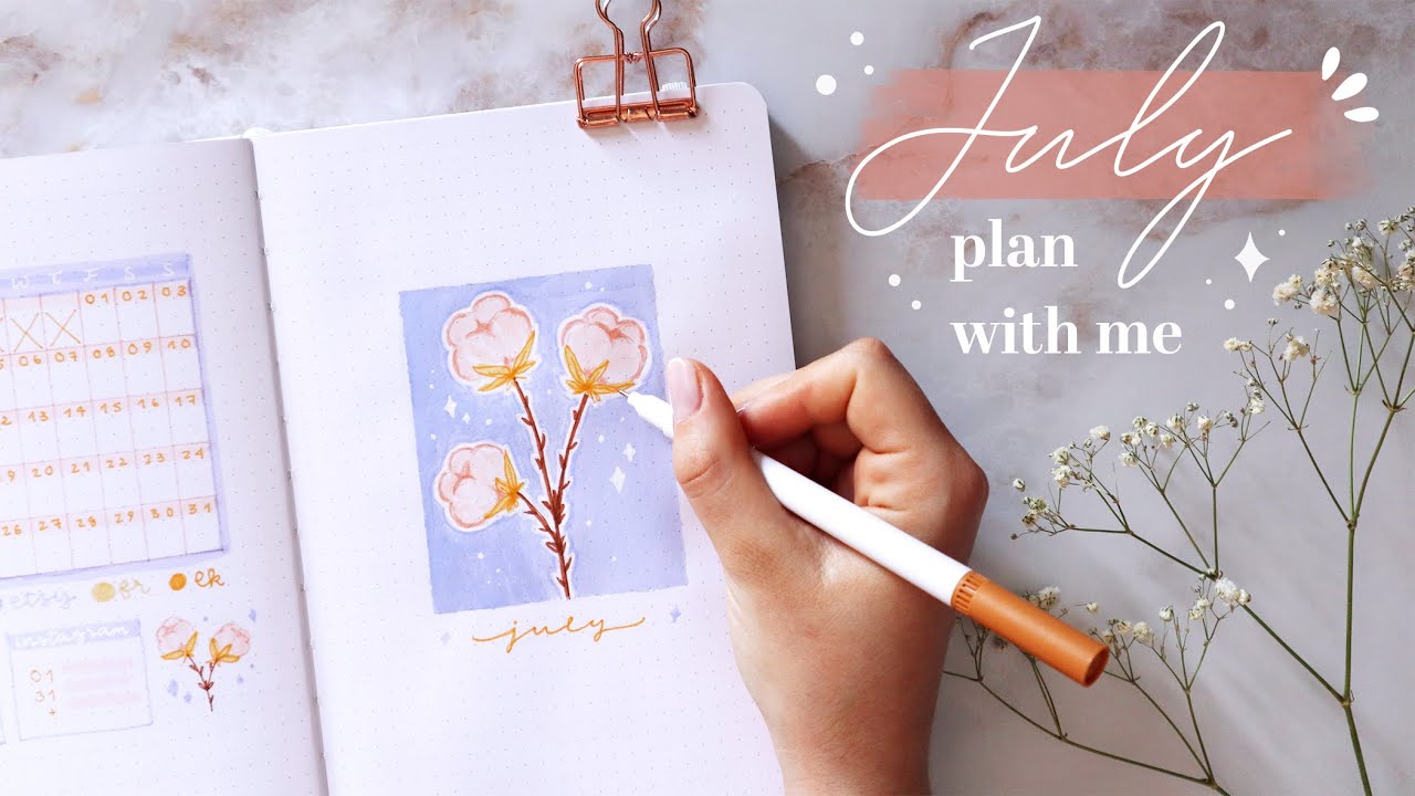 july 2022 bullet journal setup | plan with me | cotton theme ☀️