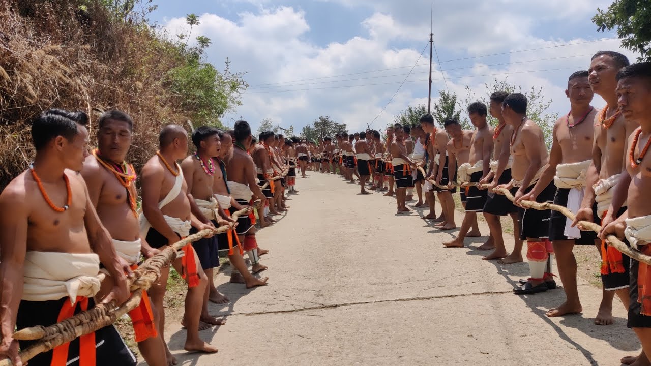Stone pulling in Commemoration of 75th anniversary of Christianity at Phusachodu Village