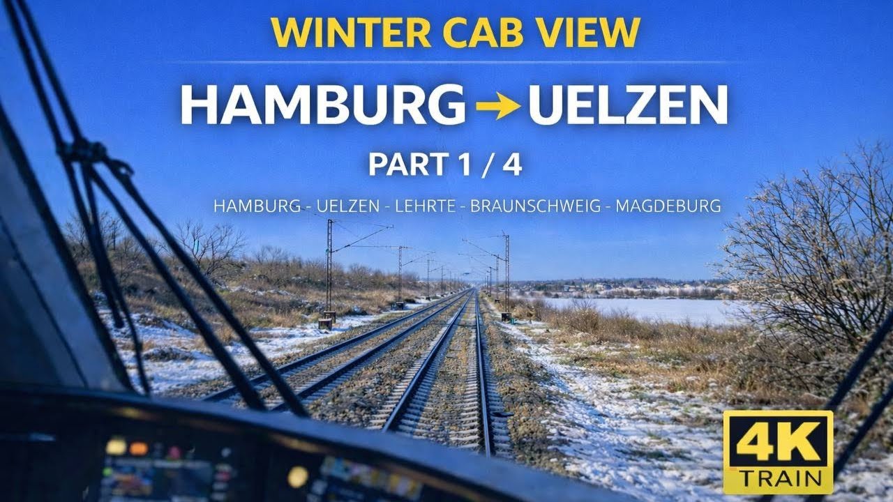 Winter Cab View 🚆 Hamburg &rarr; Uelzen | Freight Train to Poland | Part 1 / 4 (1 Hour)