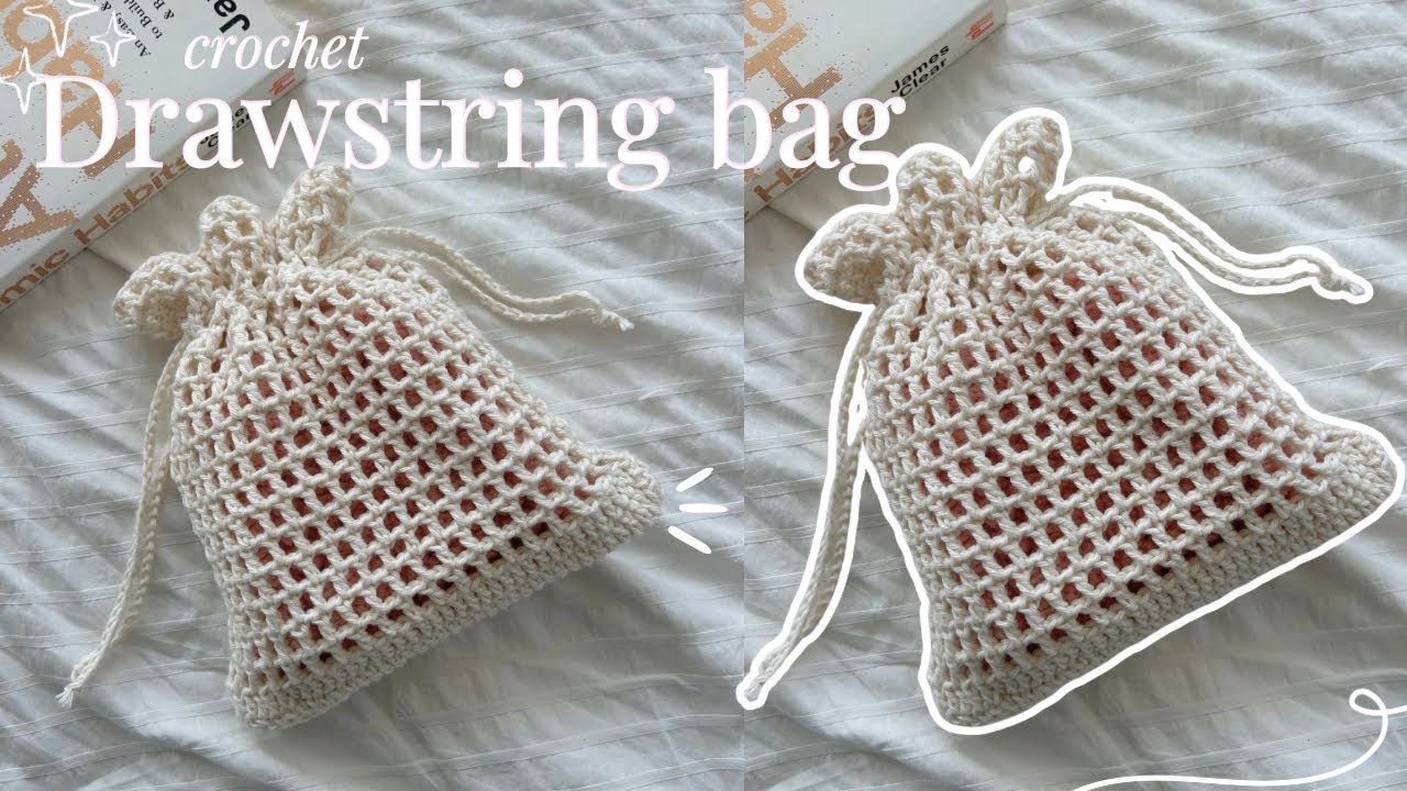 How to crochet a lovely mesh drawstring bag | beginner-friendly | quick & easy