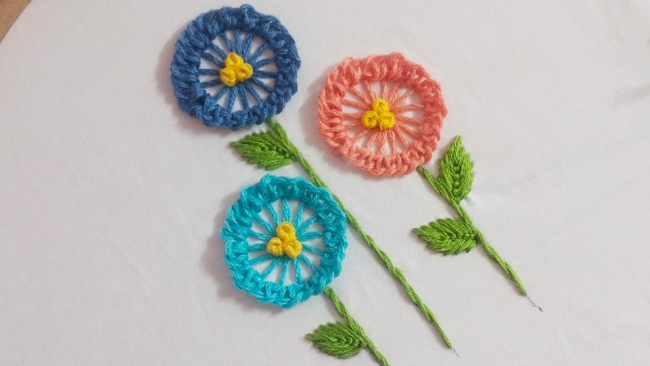 Beautiful Flower Embroidery Tutorial | so simple embroidery design |