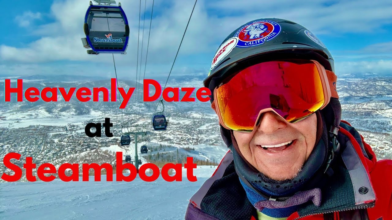 Skiing the groomed blue intermediate Heavenly Daze run at Steamboat on the last day of 2024