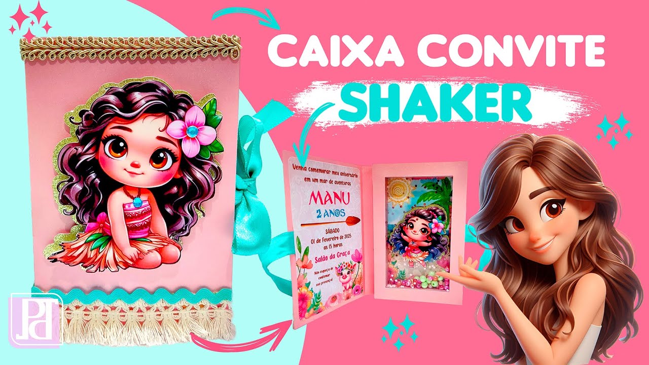 Caixa Convite Shaker Luxo Moana