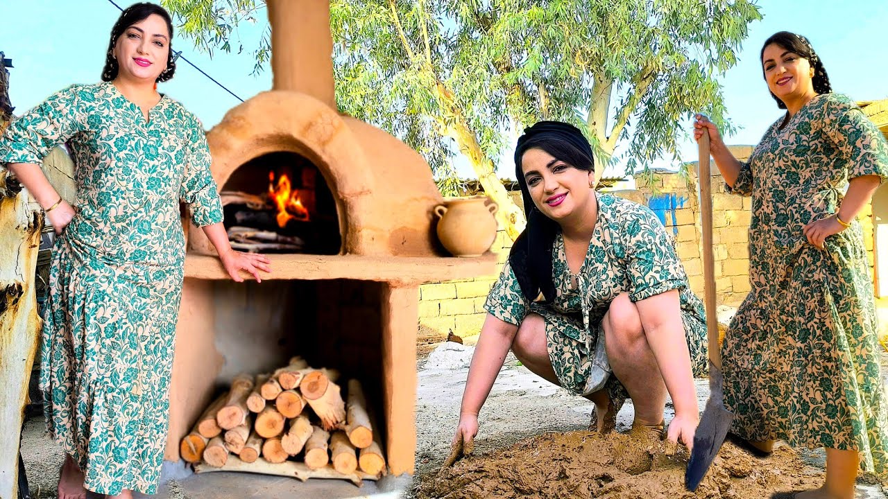 Village Life in Iran | Building a Clay Oven & Baking Pizza at Home