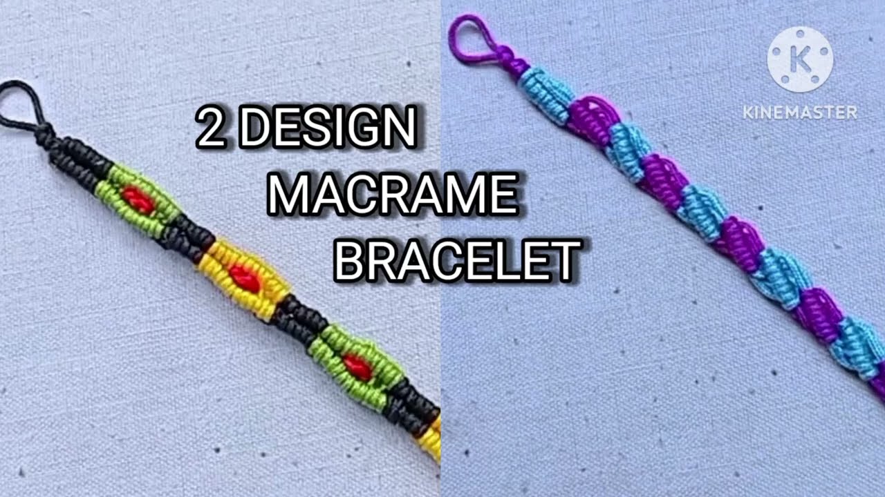 2 DESIGN MACRAME BRACELET TUTORIAL, CARA MEMBUAT GELANG BENANG MOTIF