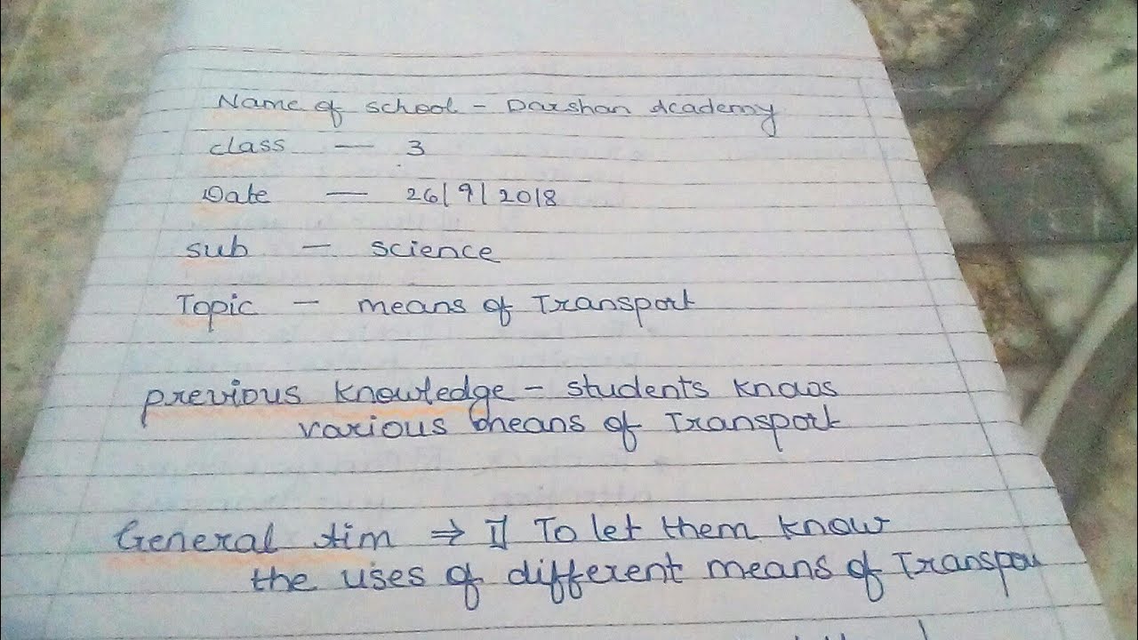 Means of transport/ modes of transport/ lesson plan on means of transport/ b.ed lesson plan/ nios le