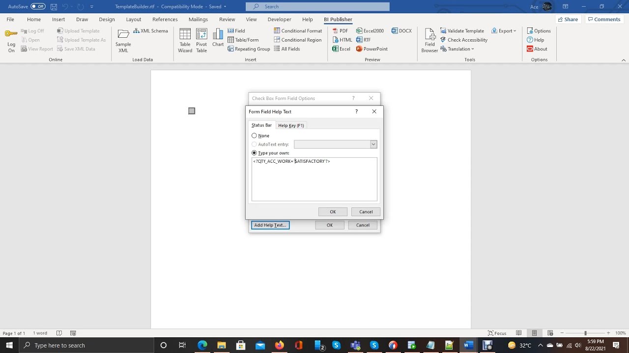 100% work || How to Add Checkbox in RTF Template report using MS Word Bi Publisher