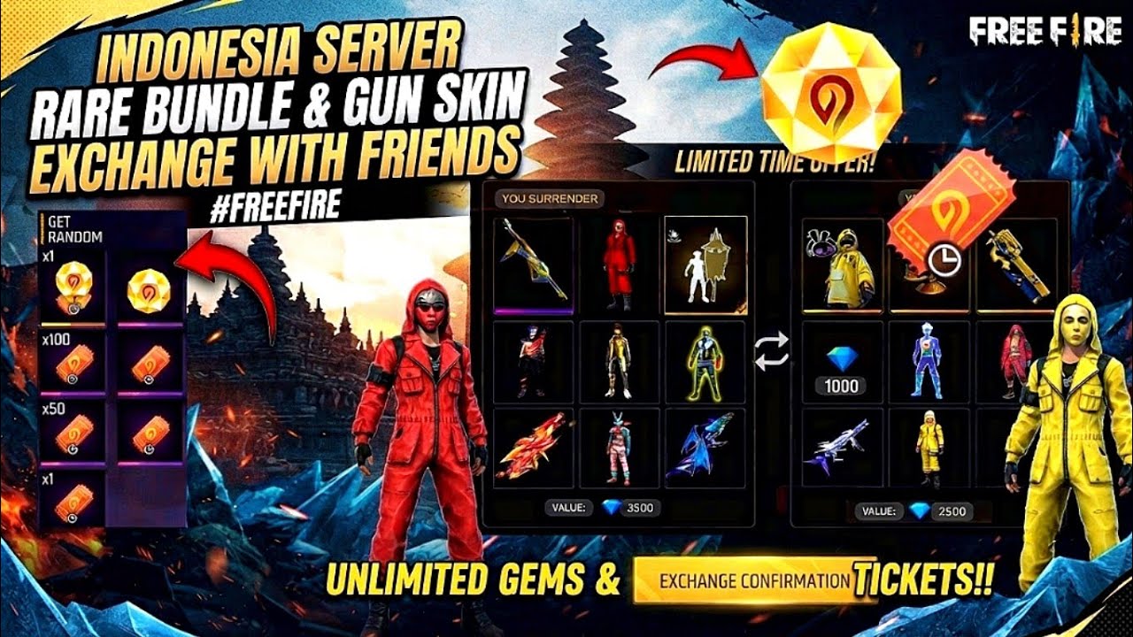 FF Indonesia Server Unlimited Incubator Voucher & Rare Bundles Exchange With Friends 🔥