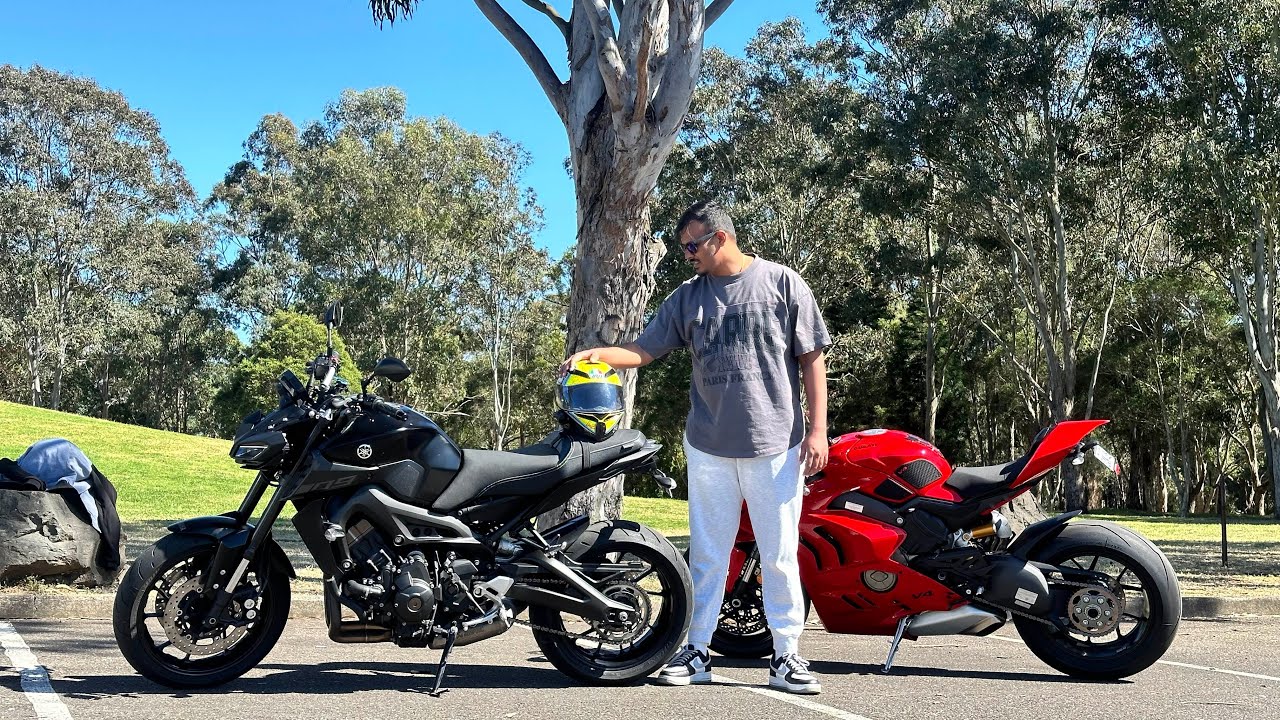 First ride on my MT-09 with Panigale V4 and Aprilia RSV4