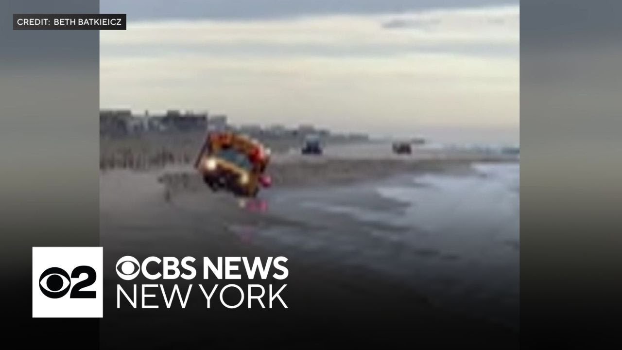 School bus gets stuck on Fire Island beach