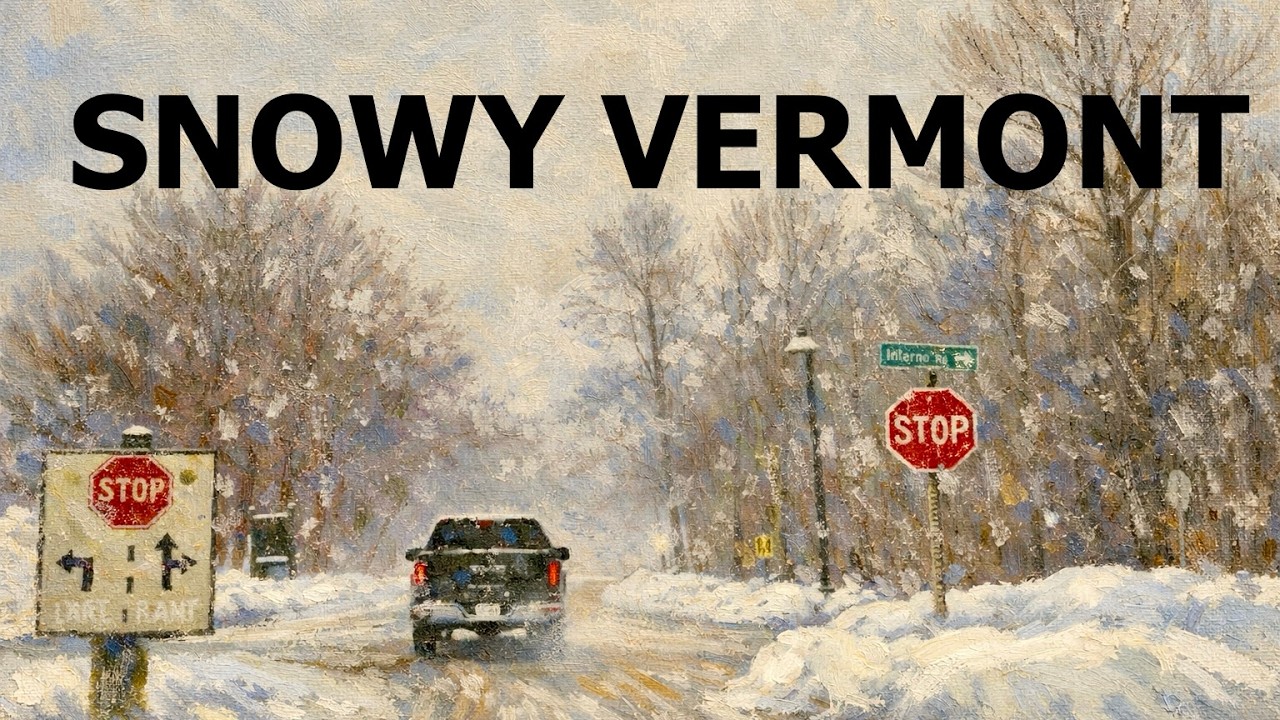 Relaxing Winter Snowy Drive | Ski resort to Burlington, Vermont | Raw Road Sounds